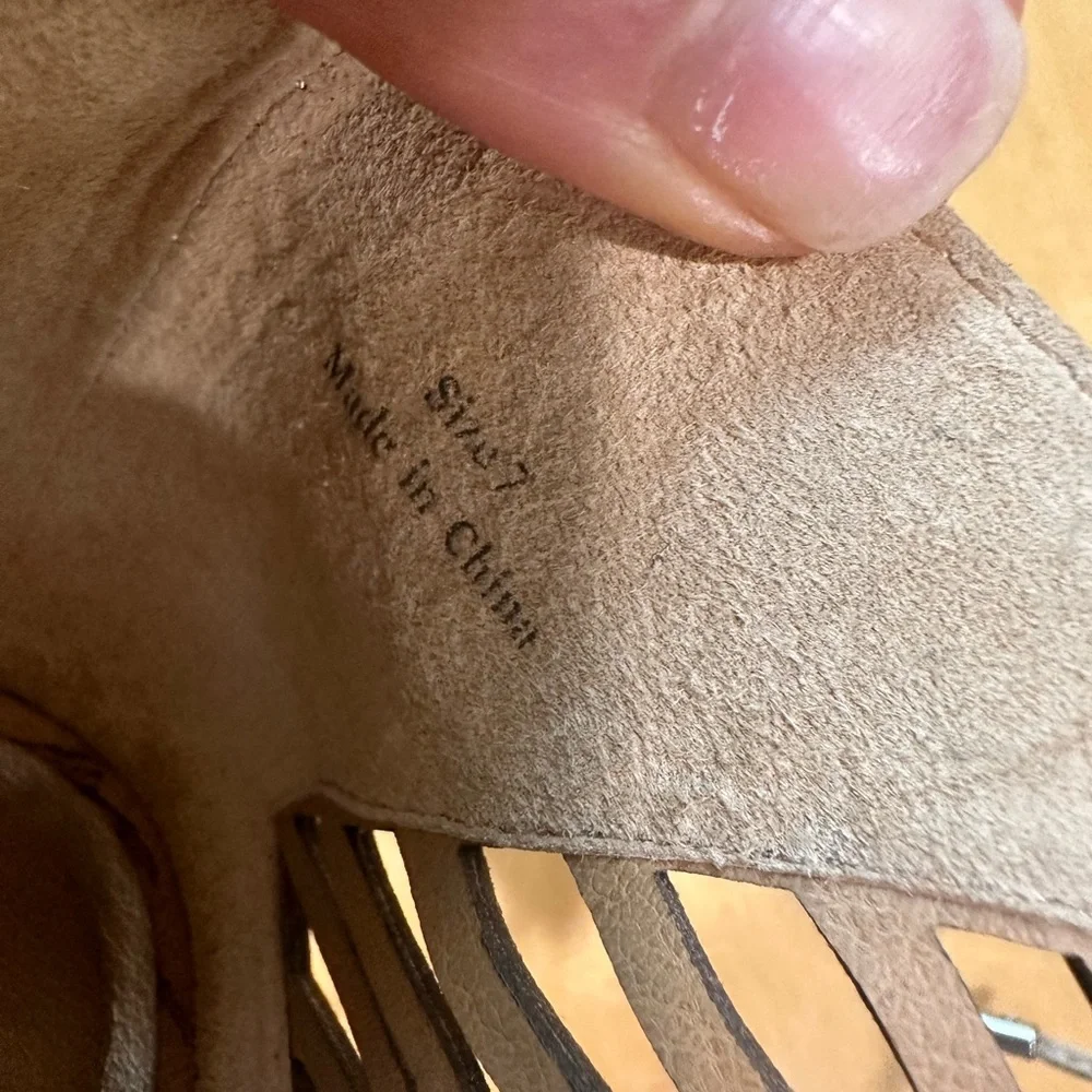 Dolce Vita Linsey Tan Suede Leather Lace Up Cork Wedge Sandals Size 7 - Picture 6 of 10